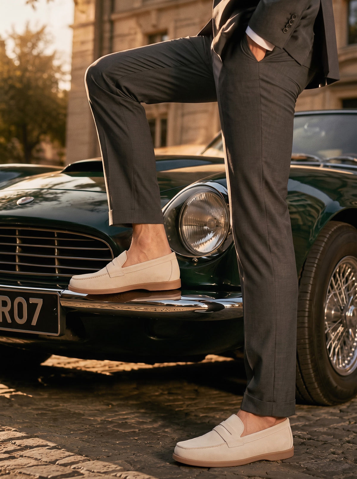 Loafiya - Premium Ivory Suede Loafers
